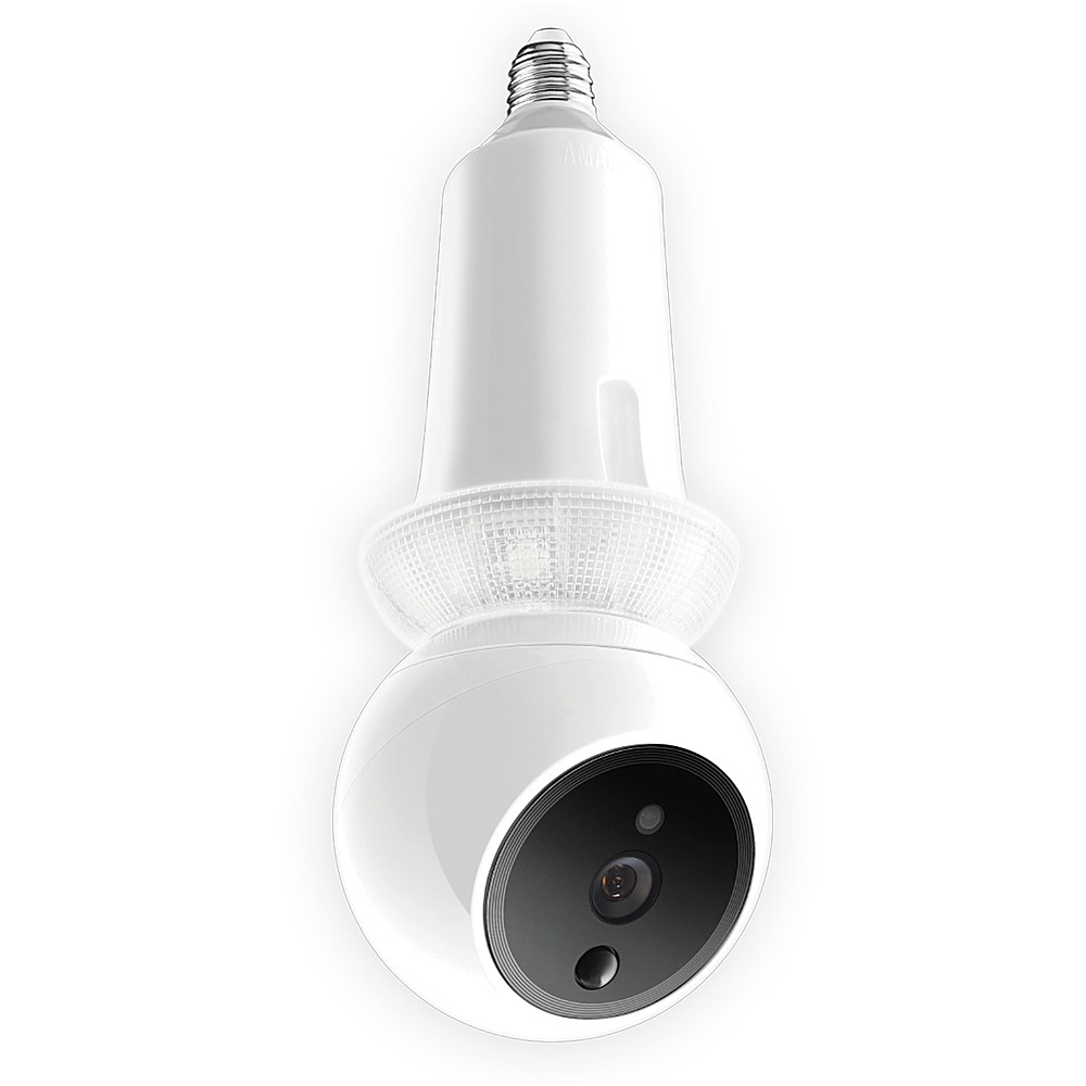 Amaryllo - Zeus Biometric Auto-Tracking Light Bulb Indoor Security Camera - White