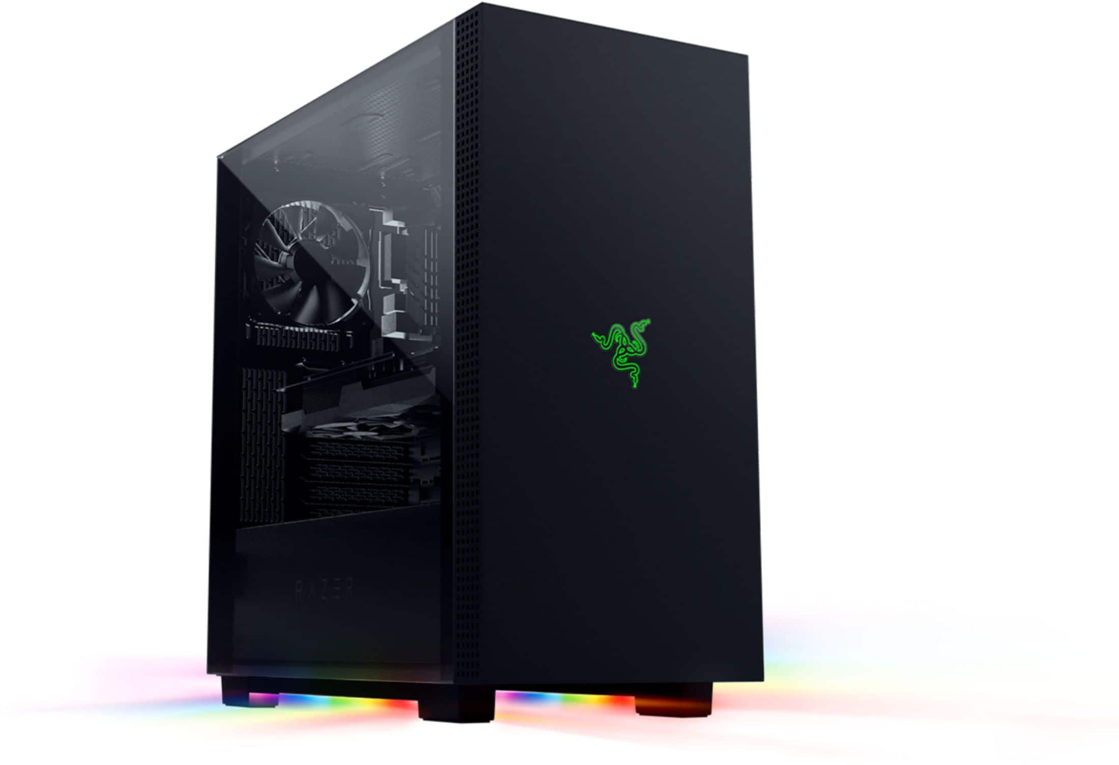 Front. Razer - Tomahawk Mid-tower ATX Gaming Chassis with Chroma RGB - Black.