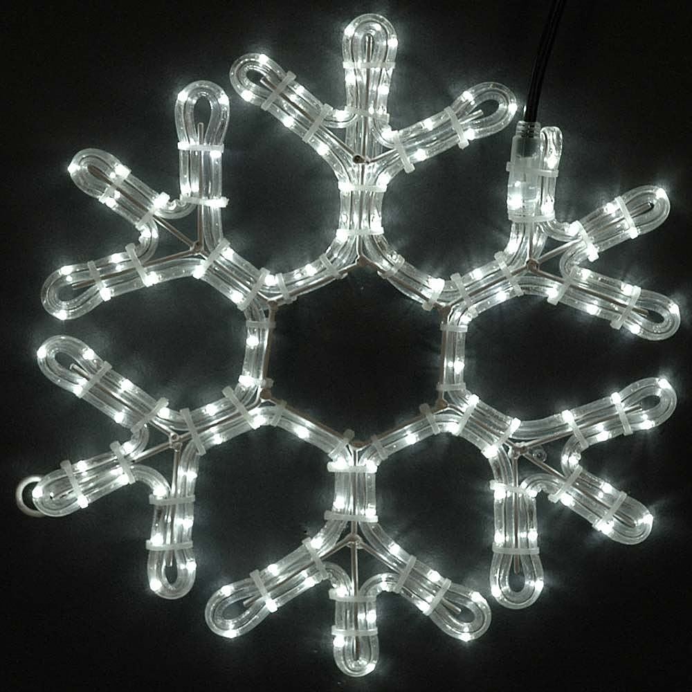Left View: Novelty Lights - 24" Fancy LED Snowflake - Warm White