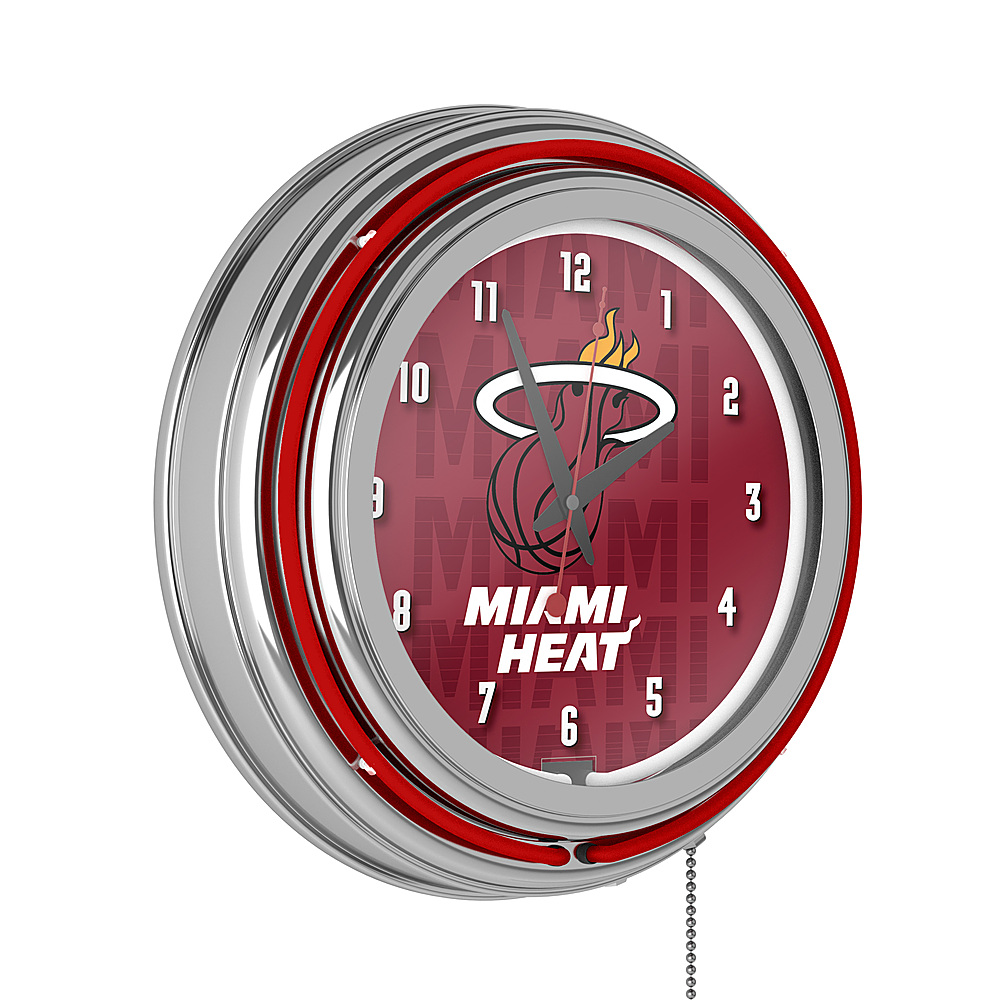 Miami Heat NBA City Chrome Double Ring Neon Clock - Red, White, Black