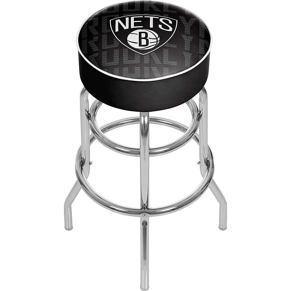 Brooklyn Nets NBA City Padded Swivel Bar Stool - Black, White
