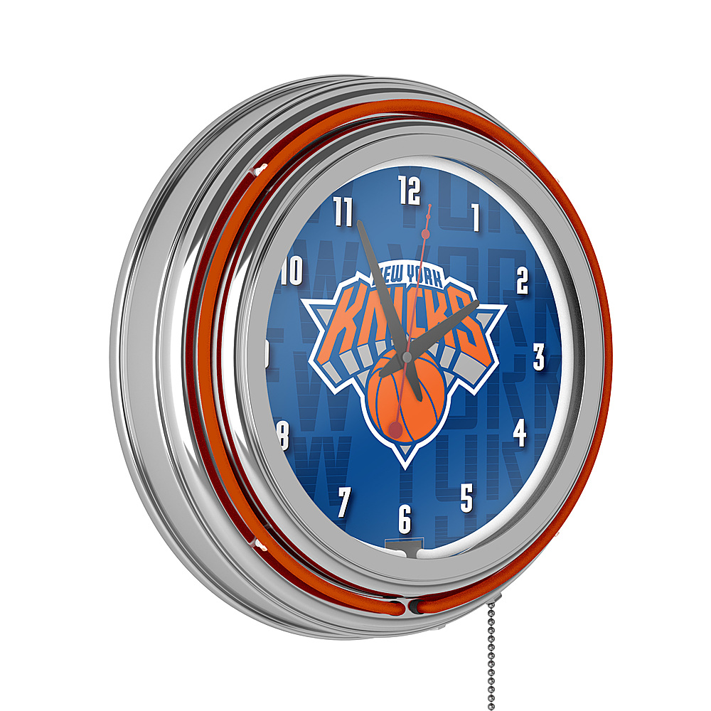 New York Knicks NBA City Chrome Neon Clock - Blue, Orange, Silver
