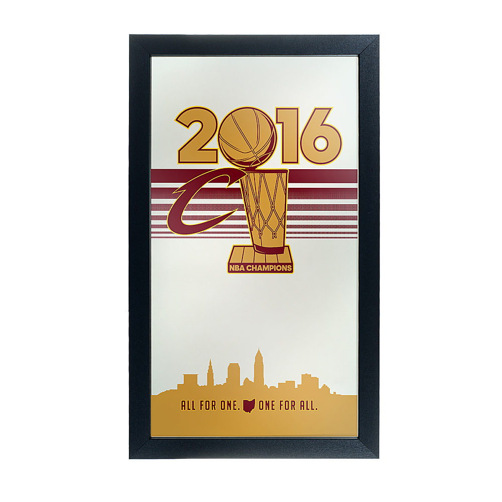 Cleveland Cavaliers 2016 NBA Champions Framed Bar Mirror - Wine, Gold