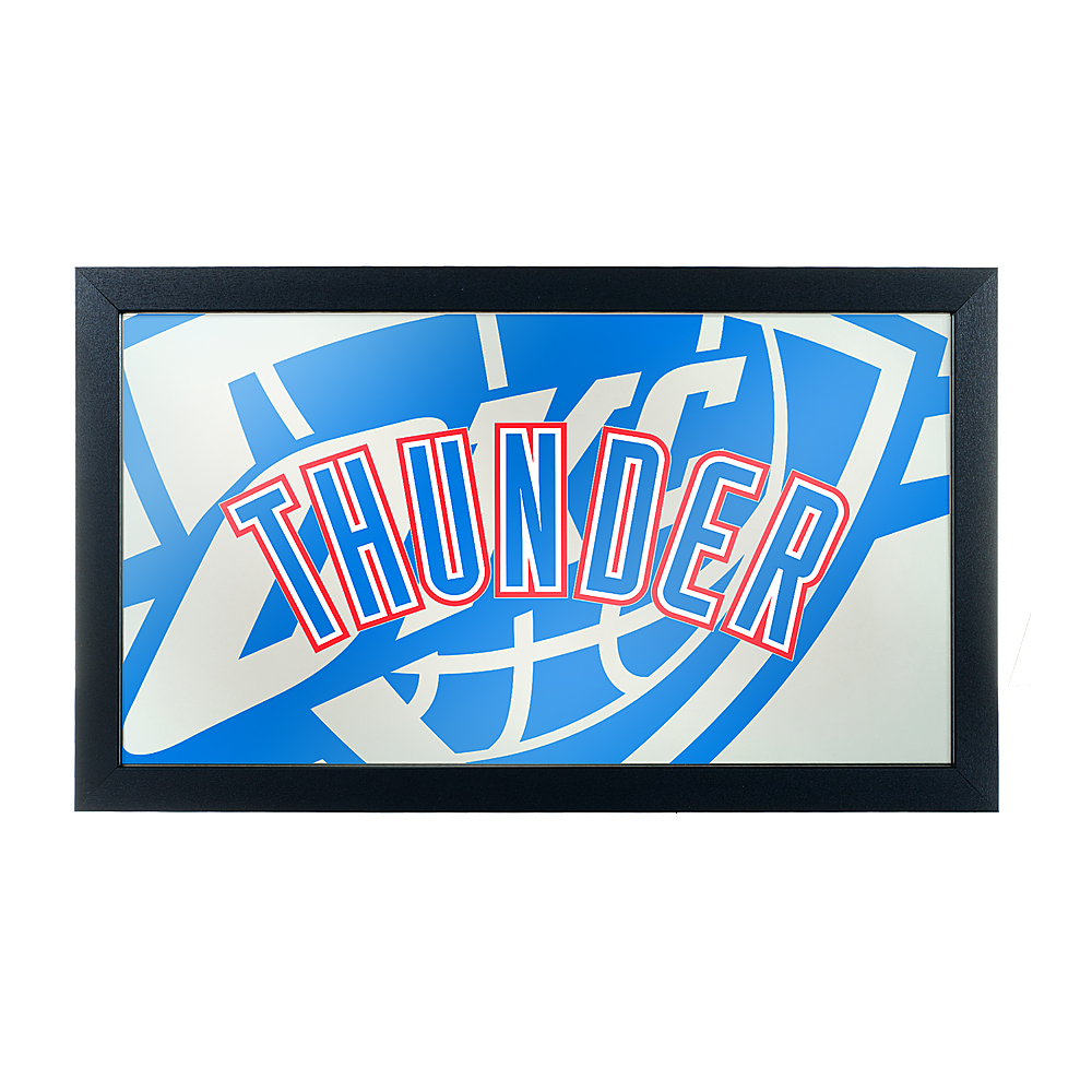 Oklahoma City Thunder NBA Fade Framed Bar Mirror - Blue, Red, White