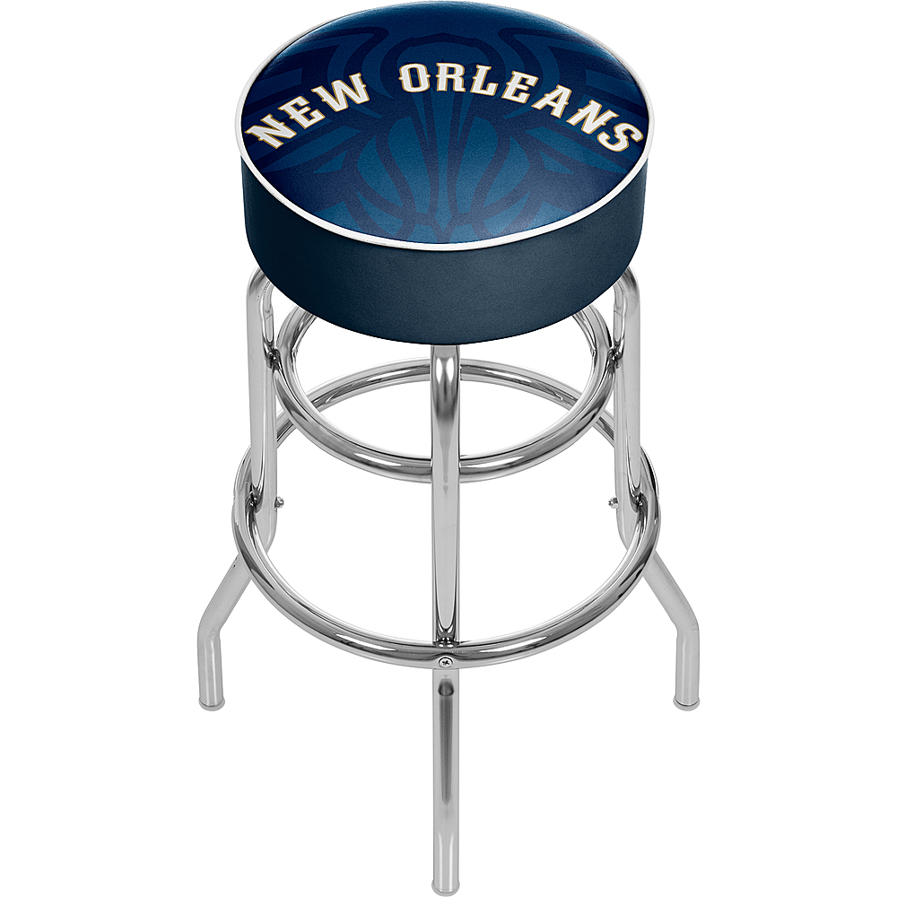 New Orleans Pelicans NBA Fade Padded Swivel Bar Stool - Navy Blue, White