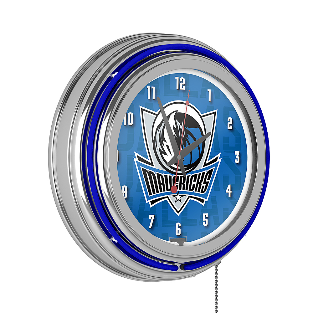 Dallas Mavericks NBA City Chrome Neon Clock - Royal Blue, Silver