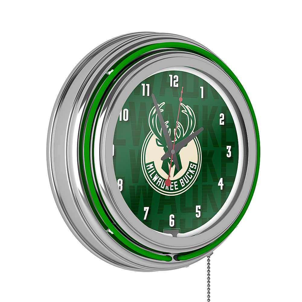 Milwaukee Bucks Nba City Chrome Neon Clock Good Land Green Cream City Cream Nba1400 Mb3 Best Buy