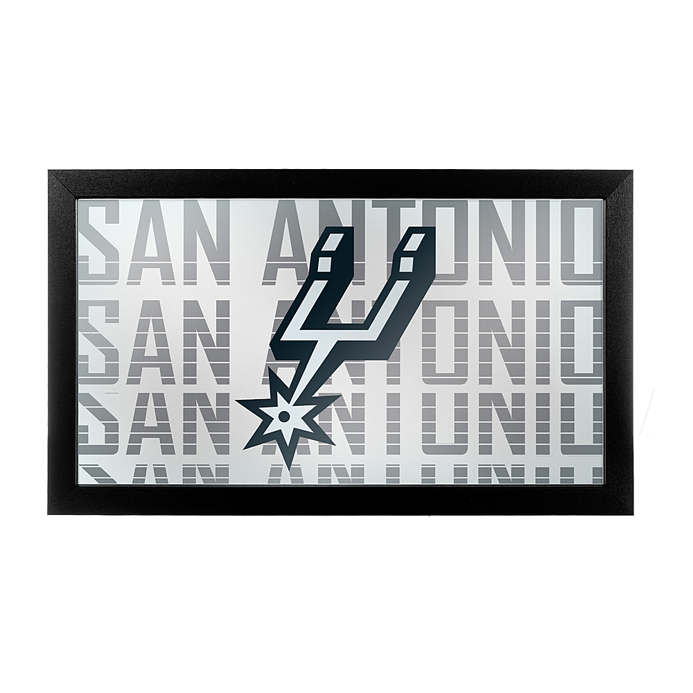 San Antonio Spurs NBA City Framed Bar Mirror - Black, Silver, White