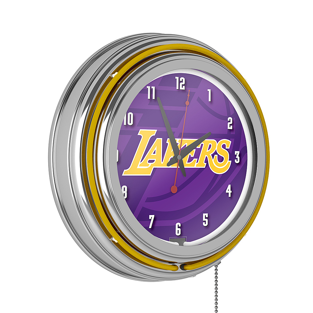 L.A. Lakers NBA Fade Chrome Double Ring Neon Clock - Purple, Gold