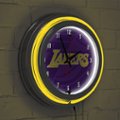 Alt View Zoom 16. L.A. Lakers NBA Fade Chrome Double Ring Neon Clock - Purple, Gold.
