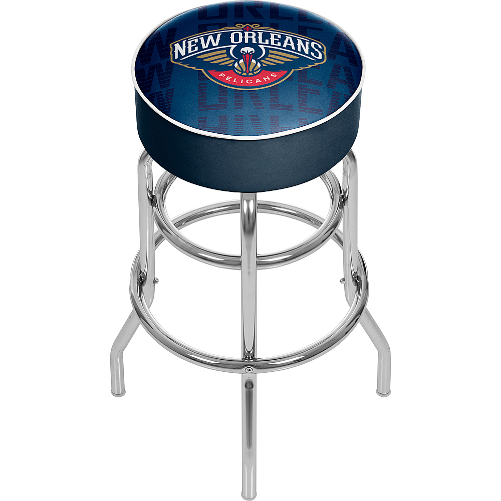 New Orleans Pelicans NBA City Padded Swivel Bar Stool - Navy Blue, White, Gold, Red