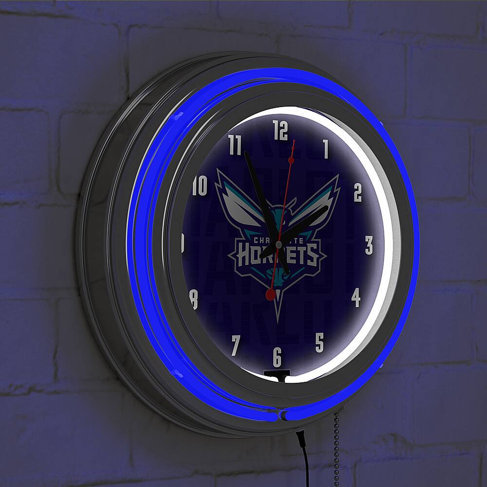 Best Buy: Charlotte Hornets NBA City Chrome Neon Clock Dark Purple ...