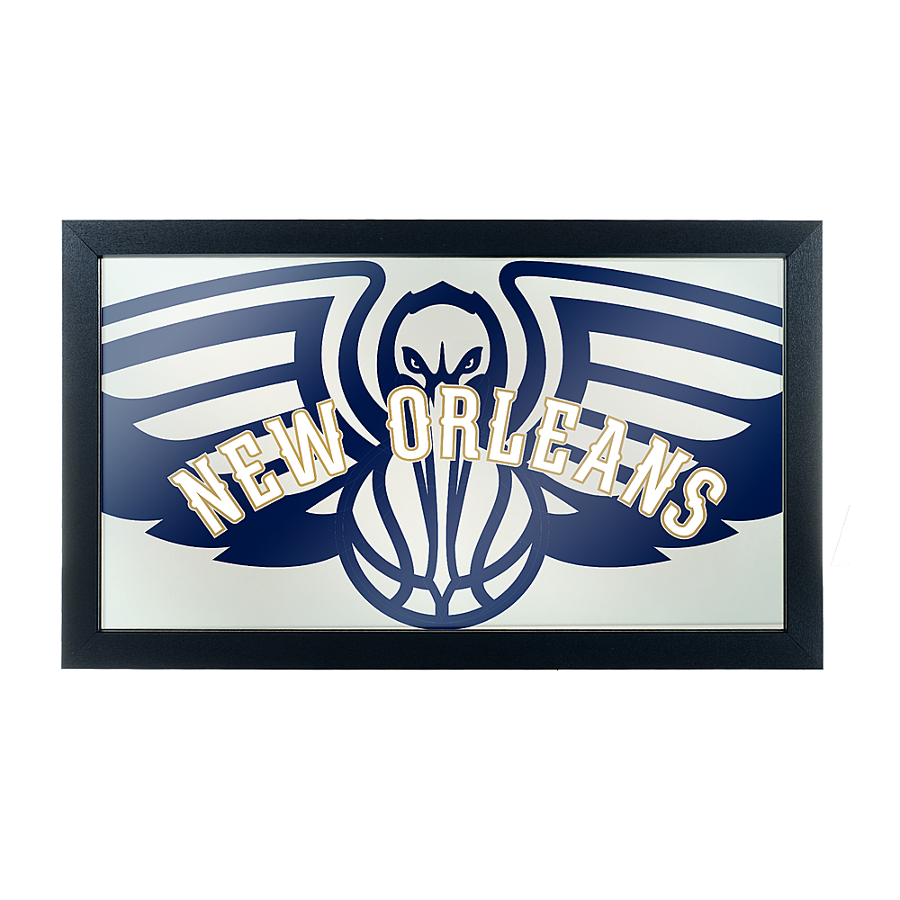 New Orleans Pelicans NBA Fade Framed Bar Mirror - Navy Blue, White