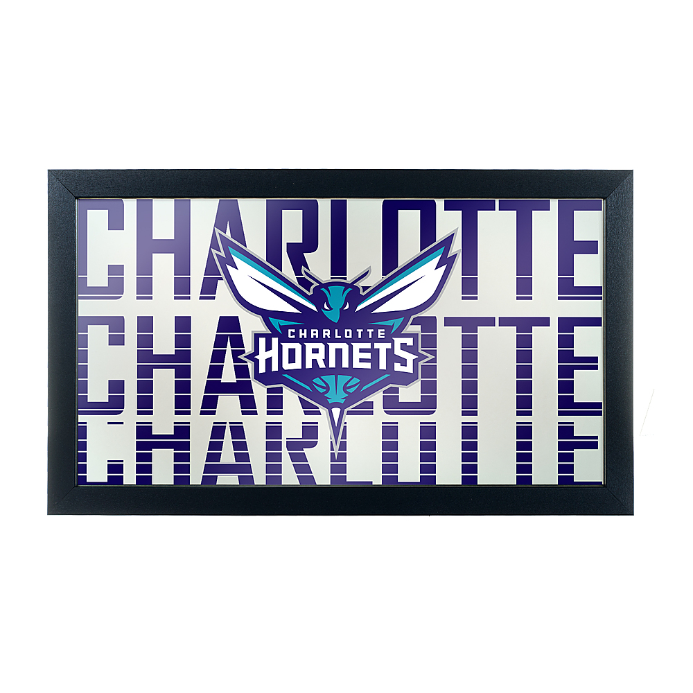 Charlotte Hornets NBA City Framed Bar Mirror - Dark Purple, Teal, White