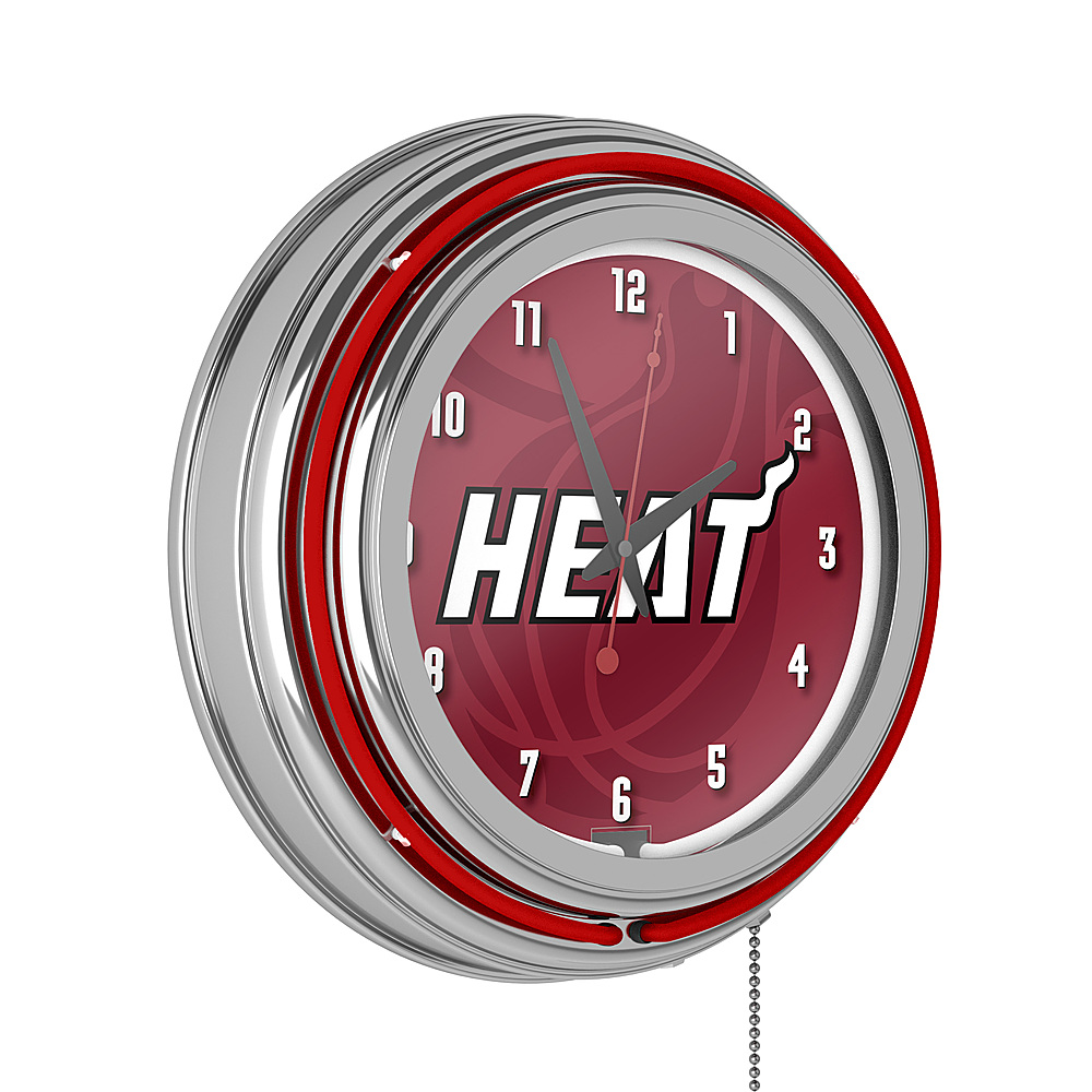 Miami Heat NBA Fade Chrome Double Ring Neon Clock - Red, White