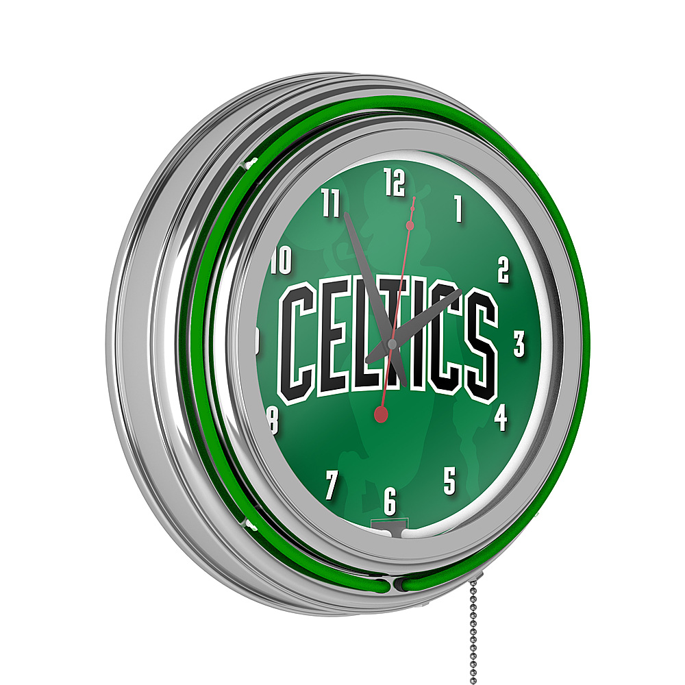 Boston Celtics NBA Fade Chrome Double Ring Neon Clock - Green, Black, White