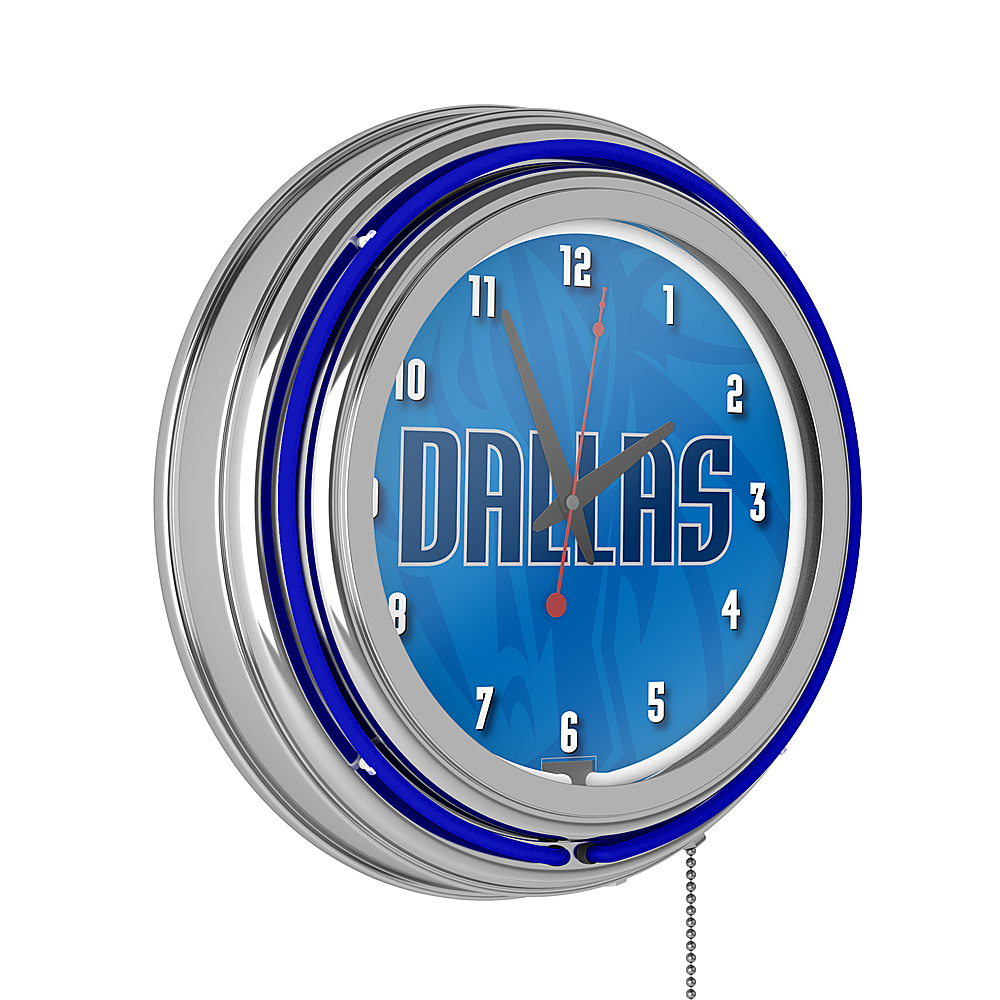Dallas Mavericks NBA Fade Chrome Double Ring Neon Clock - Royal Blue, Black