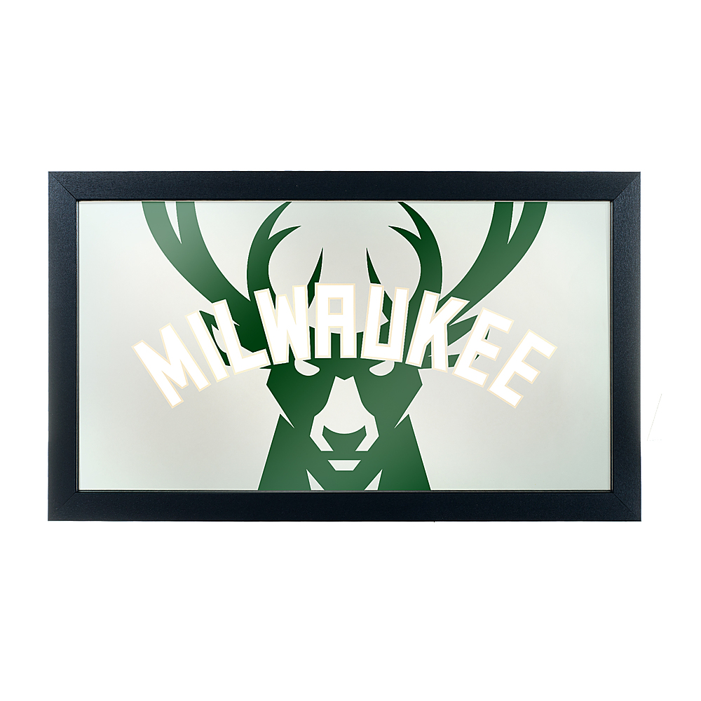 Milwaukee Bucks NBA Fade Framed Bar Mirror - Good Land Green, White