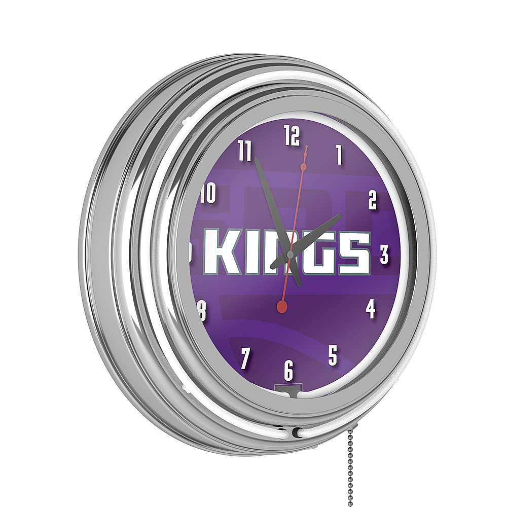 Sacramento Kings NBA Fade Double Ring Neon Clock - Purple, White, Gray