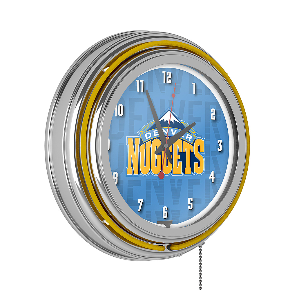 Denver Nuggets NBA City Chrome Neon Clock - Powder Blue, Yellow