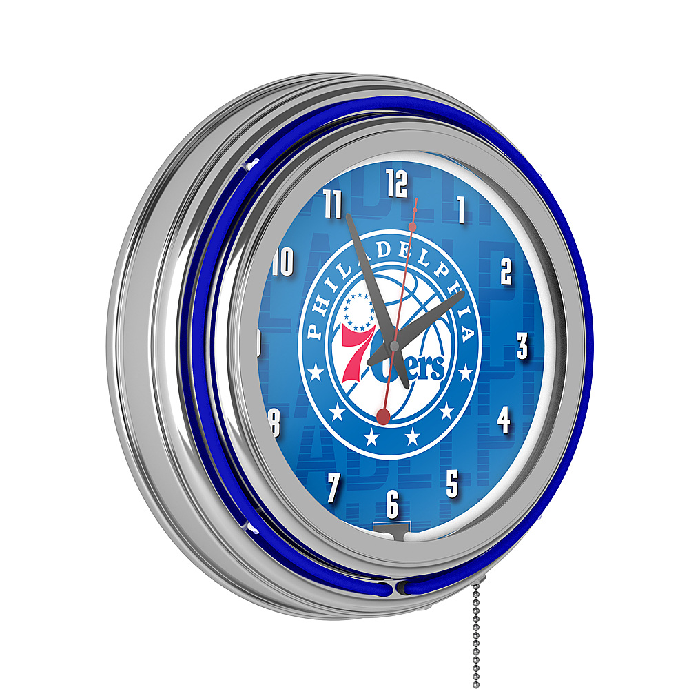 Philadelphia 76ers NBA City Chrome Neon Clock - Royal Blue, Red, White