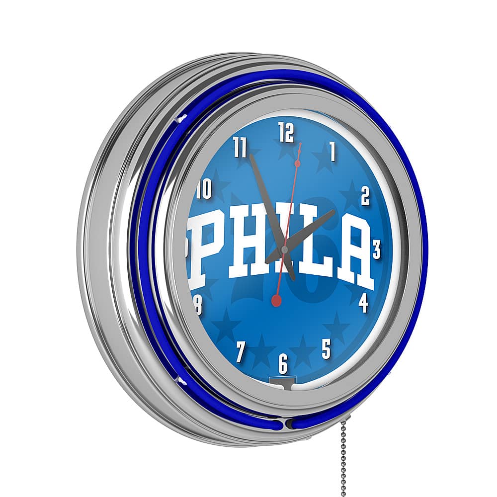 Alt View 11. NBA - Philadelphia 76ers NBA Fade Chrome Neon Clock - Royal Blue, White.