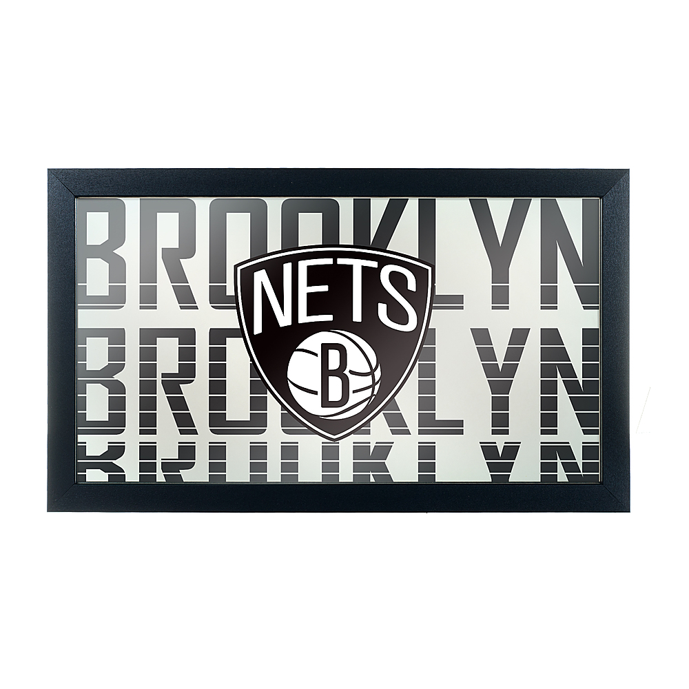 Brooklyn Nets NBA City Framed Bar Mirror - Black, White