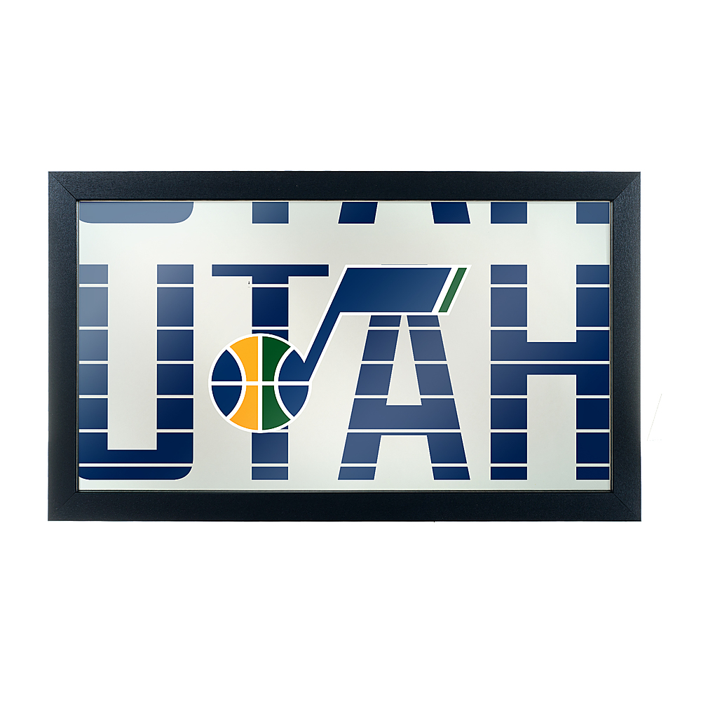 Utah Jazz NBA City Framed Bar Mirror - Navy, Gold, Green