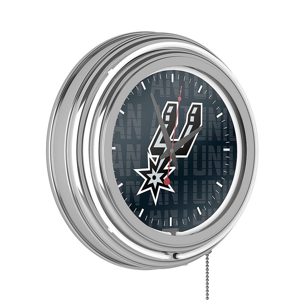 San Antonio Spurs NBA City Chrome Neon Clock - Black, Silver, White