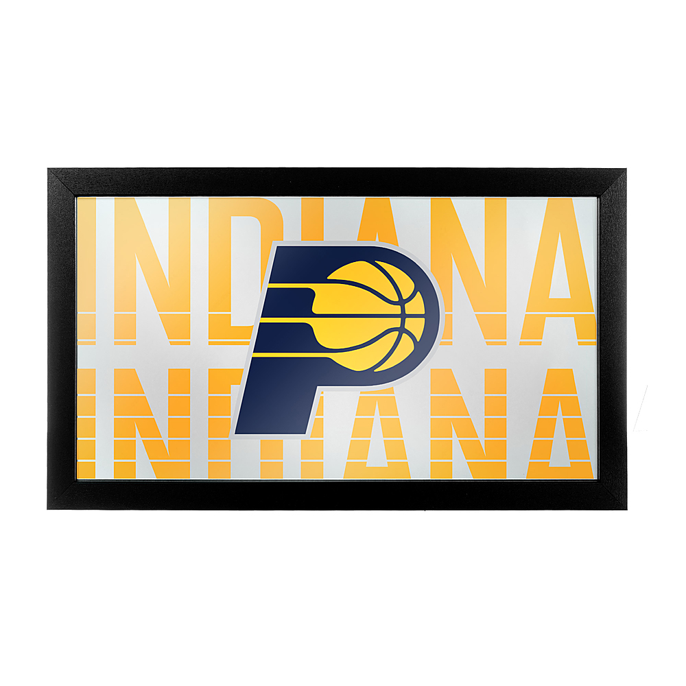 Indiana Pacers NBA City Framed Bar Mirror - Gold, Navy Blue