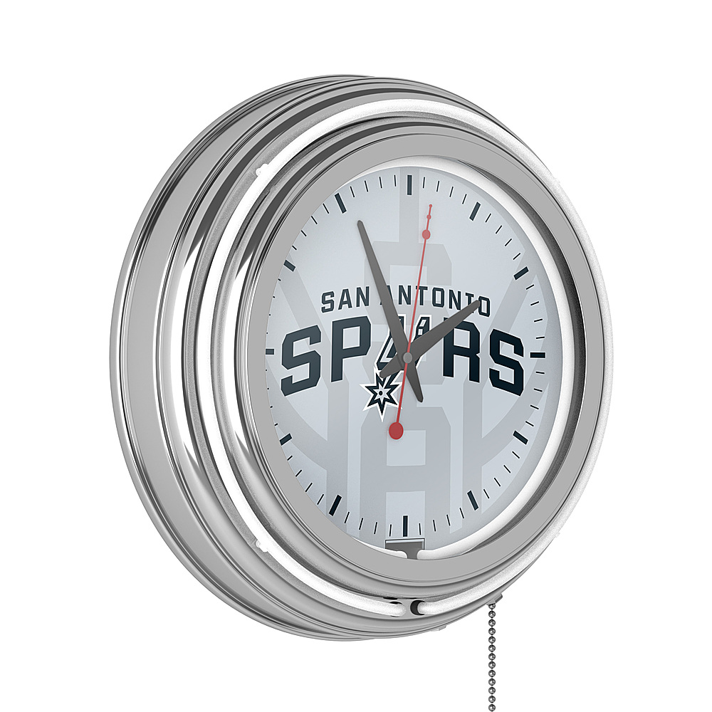 San Antonio Spurs NBA Fade Double Ring Neon Clock - Black, Silver