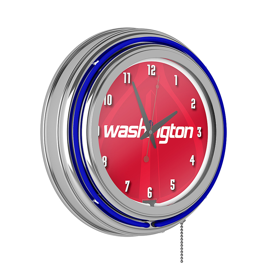 Washington Wizards NBA Fade Chrome Neon Clock - Red, White, Blue