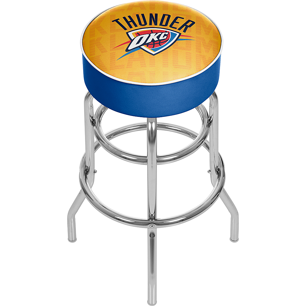 Oklahoma City Thunder NBA City Padded Swivel Bar Stool - Yellow, Navy Blue, Orange, Thunder Blue, White