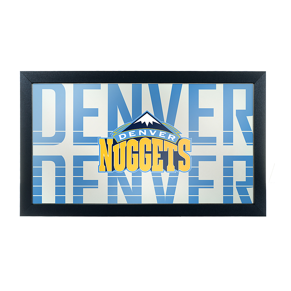 Denver Nuggets NBA City Framed Bar Mirror - Powder Blue, Yellow