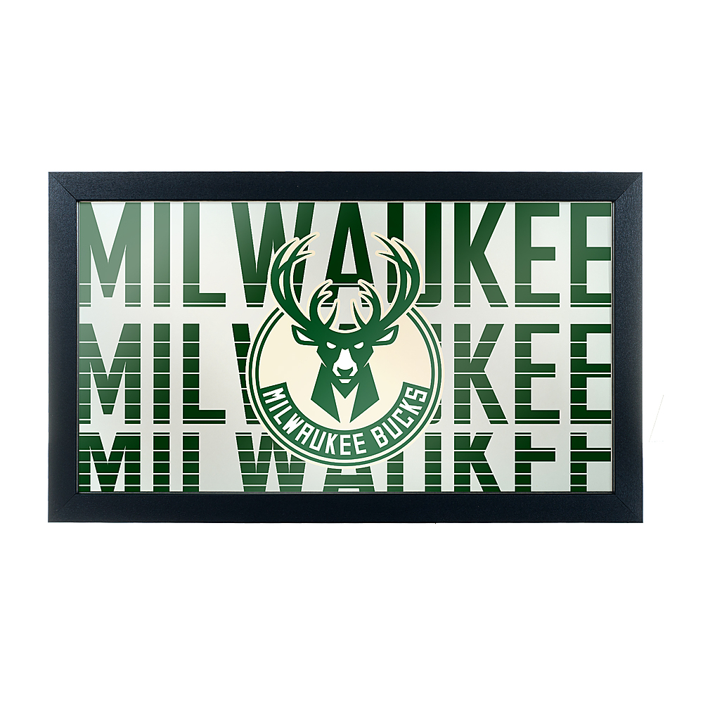 Milwaukee Bucks NBA City Framed Bar Mirror - Good Land Green, Cream City Cream