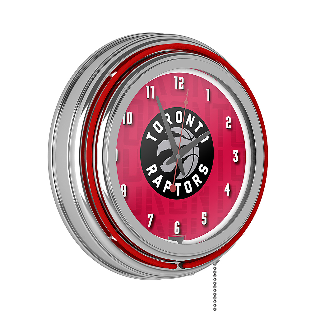 Toronto Raptors NBA City Chrome Neon Clock - Red, Black, Silver, White