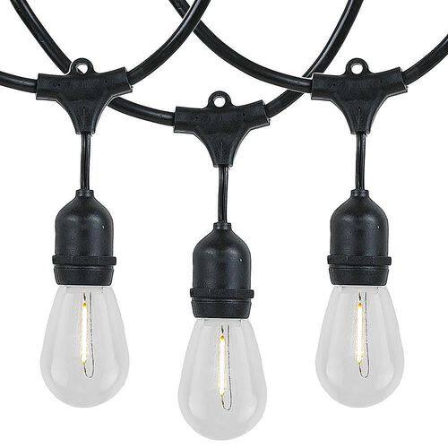 Novelty Lights - 24 Plastic LED S14 Commercial Grade Suspended Light String Set on 48' of Black Wire Shatterproof - Warm White