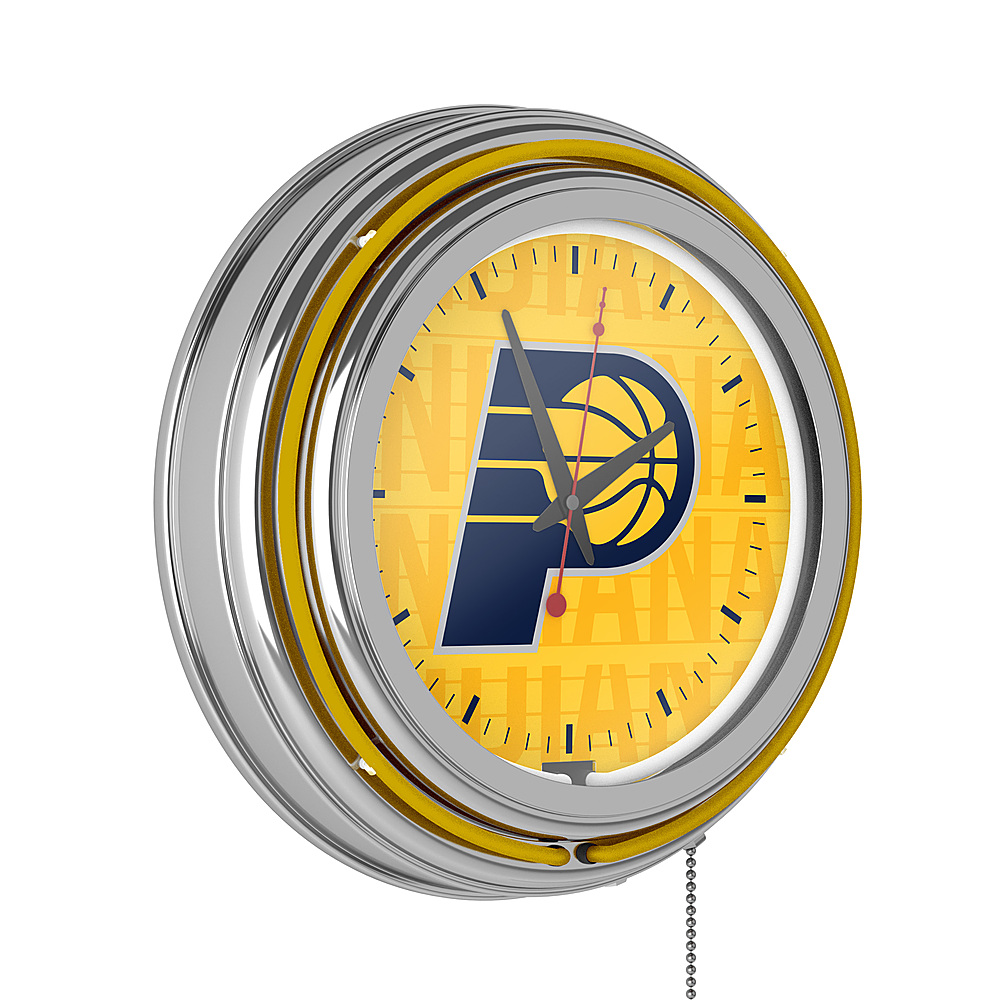 Indiana Pacers NBA City Chrome Neon Clock - Gold, Navy Blue