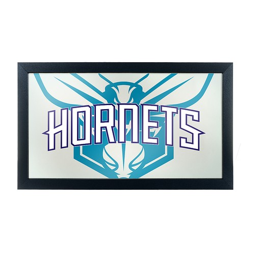 Charlotte Hornets NBA Fade Framed Bar Mirror - Teal, White, Dark Blue