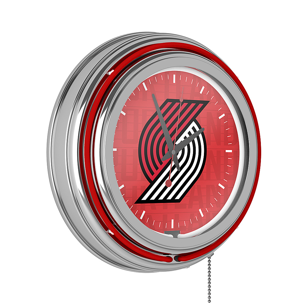 Portland Trail Blazers NBA City Chrome Neon Clock - Red, Black, White, Gray