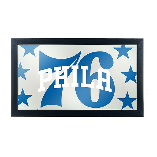 Philadelphia 76ers NBA Fade Framed Bar Mirror - Royal Blue, White