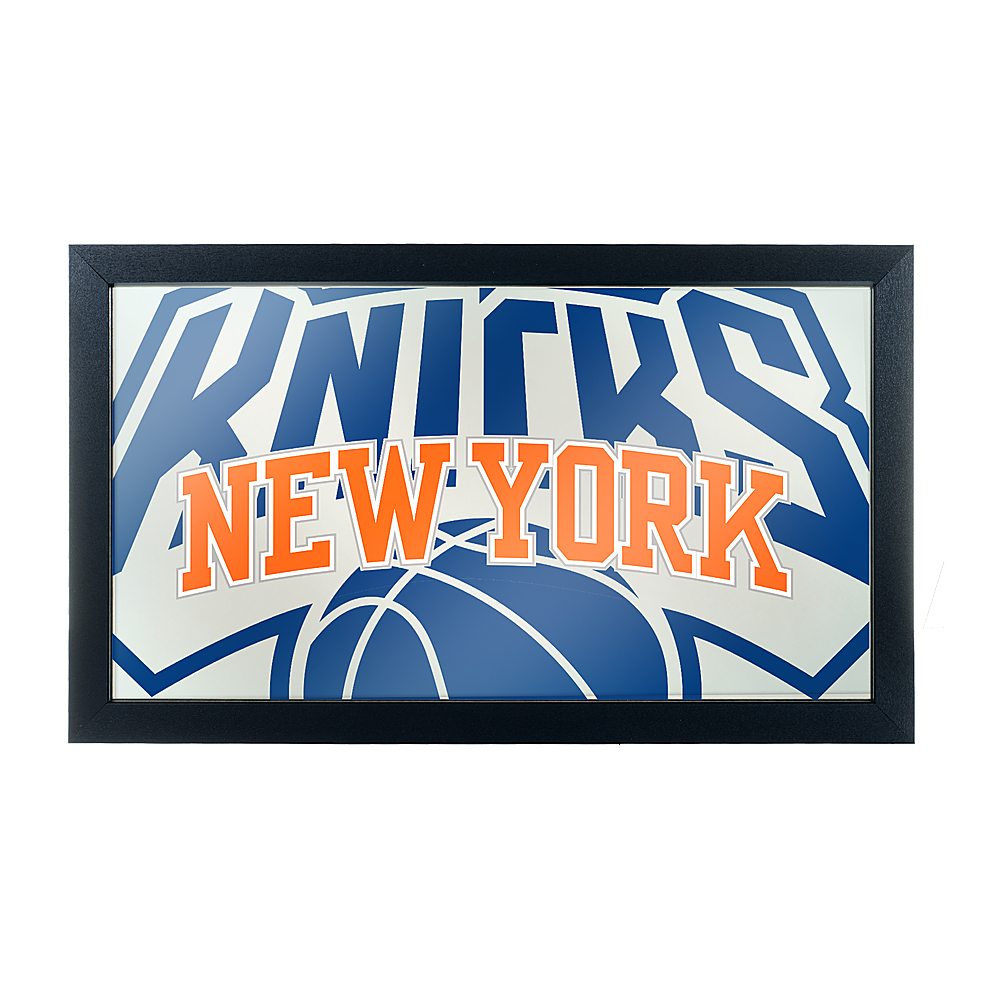 New York Knicks NBA Fade Framed Bar Mirror - Blue, Orange, White