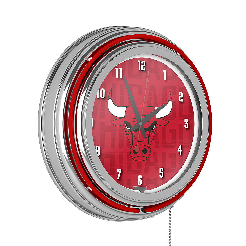 Chicago Bulls NBA City Chrome Neon Clock - Red, Black, White