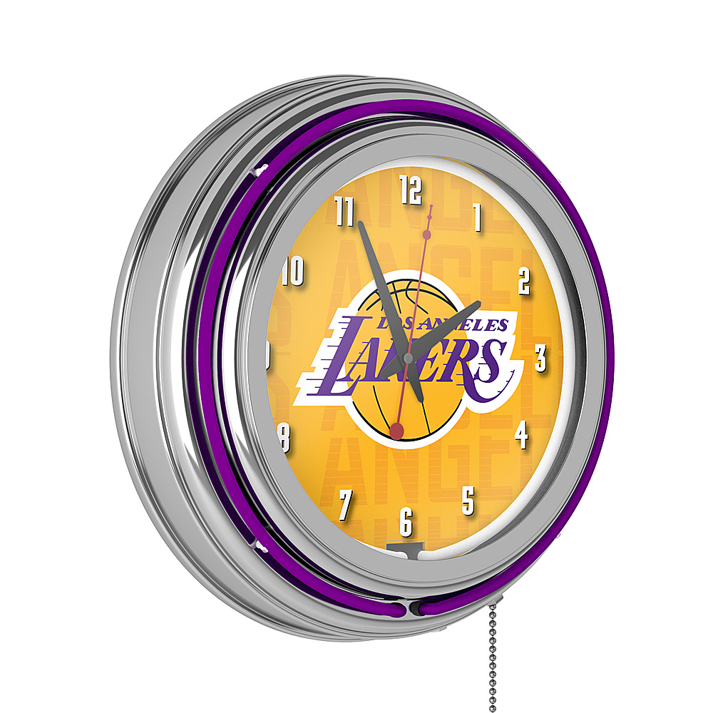 Los Angeles Lakers NBA City Chrome Neon Clock - Gold, Purple