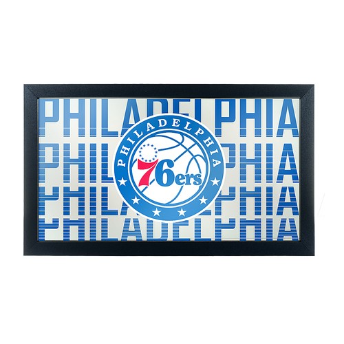 Philadelphia 76ers NBA City Framed Bar Mirror - Royal Blue, Red, White