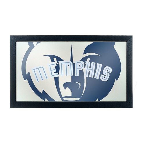 Memphis Grizzlies NBA Fade Framed Bar Mirror - Memphis Midnight Blue, Smoke Blue
