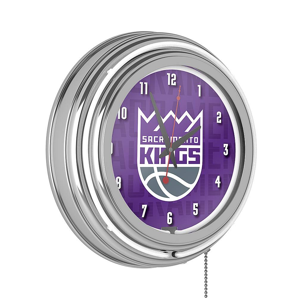 Sacramento Kings NBA City Chrome Neon Clock - Purple, Slate Gray