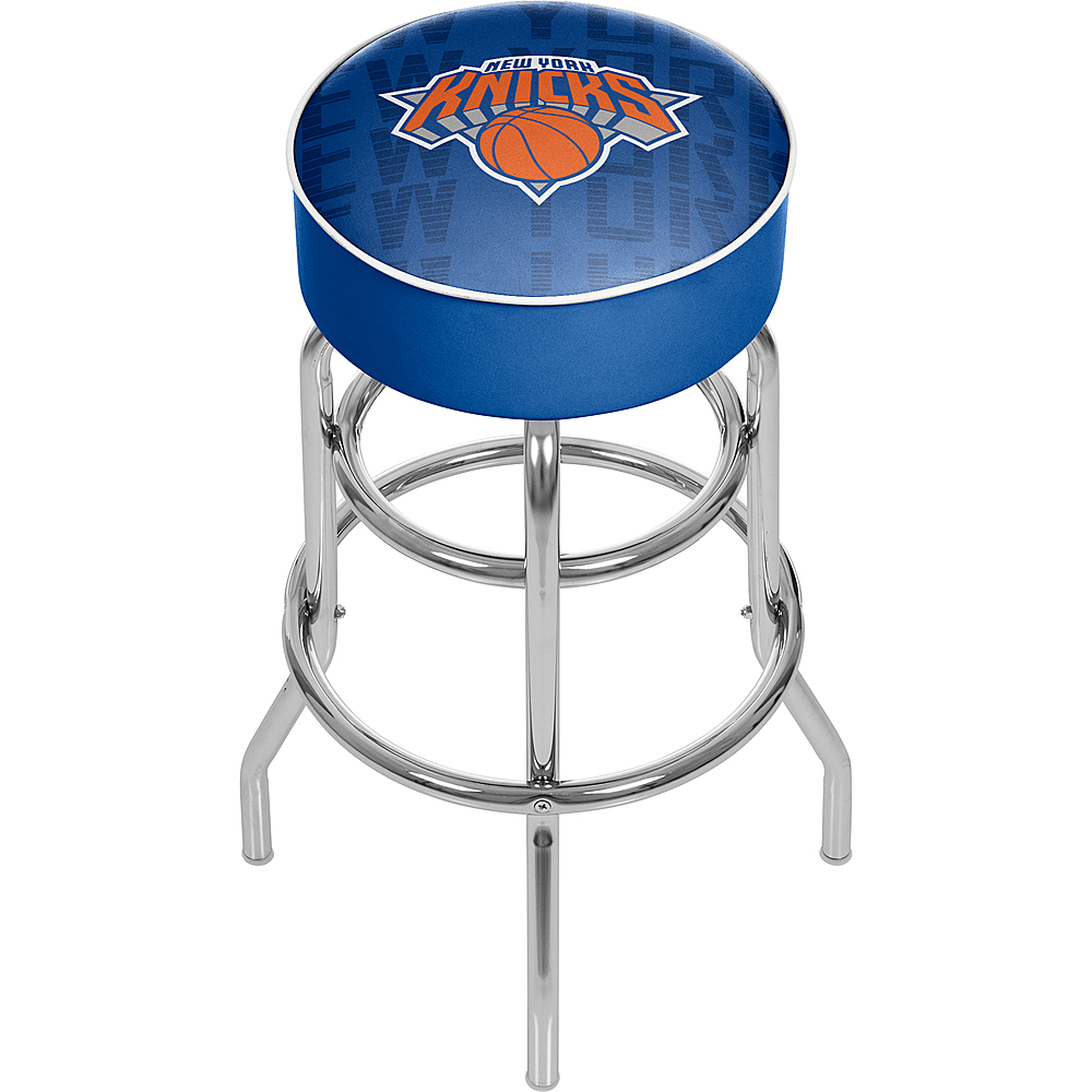 New York Knicks NBA City Padded Swivel Bar Stool - Blue, Orange, Silver