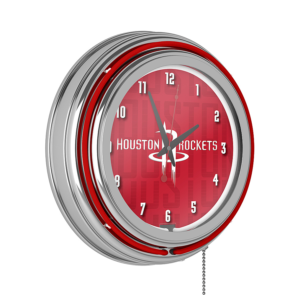 Houston Rockets NBA Hardwood Classics Chrome Double Ring Neon Clock - Red, White