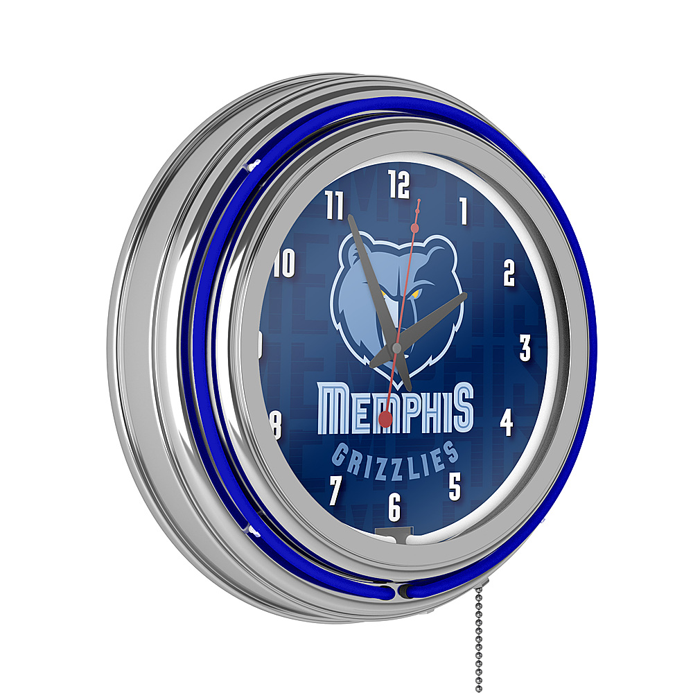 Memphis Grizzlies NBA City Chrome Neon Clock - Memphis Midnight Blue, Smoke Blue
